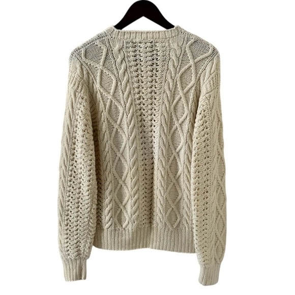 D. Byford Vintage Cream Crew Neck Long Sleeve Cable Knit Sweater Size Large - Picture 4 of 6